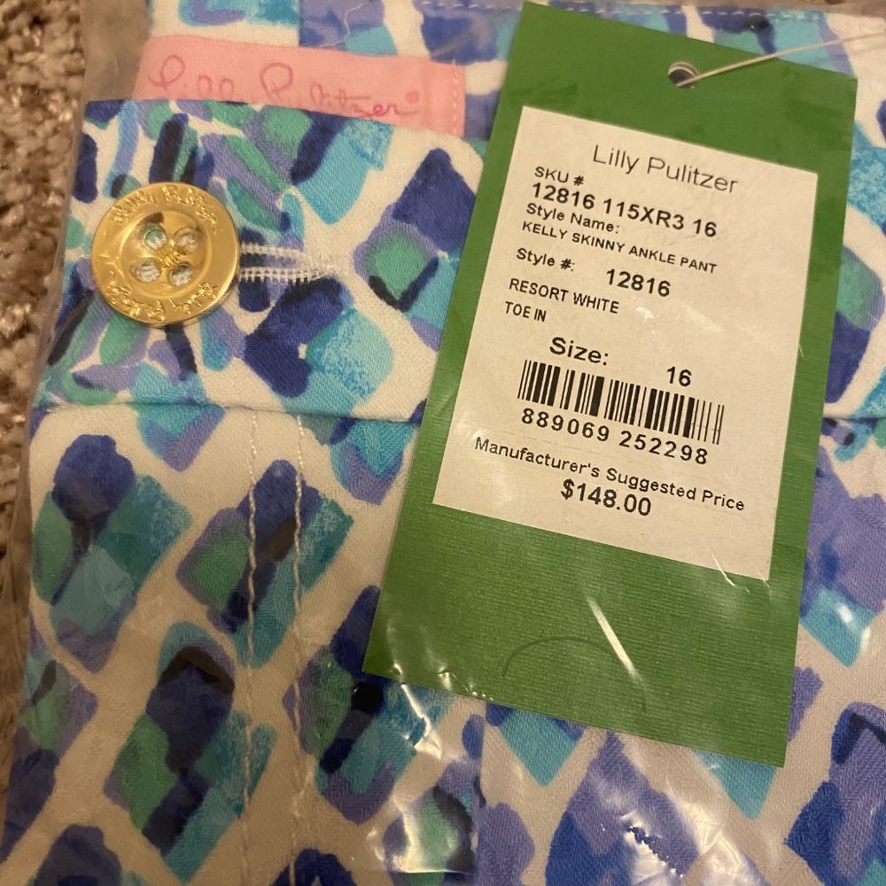 Lilly Pulitzer! Kelly Skinny Ankle Pant, Size 16, New w/Tags - Picture 4 of 4